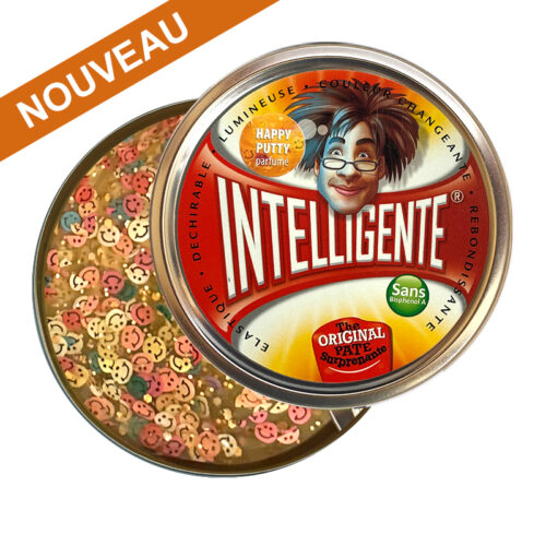 photo boite en aluminium ronde contenant de l pate intelligente remplie de joyeux smiley.