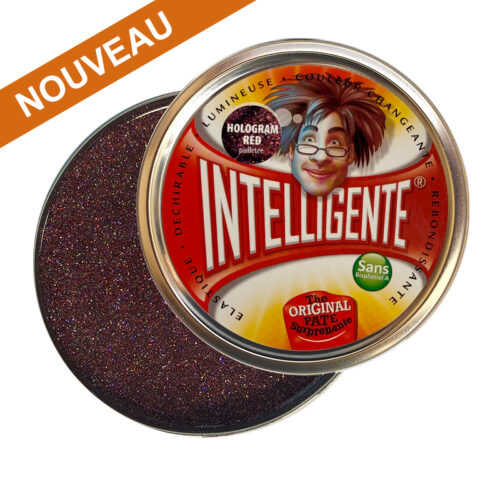 photo boite en aluminium ronde contenant de l pate intelligente rouge pailletee.